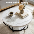 Artiss Coffee Table 2-Tier Marble Finish Round White&Black