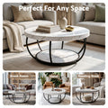 Artiss Coffee Table 2-Tier Marble Finish Round White&Black