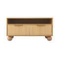 Artiss Coffee Table 90cm Center Table Fluted Drawers Open Shelf Spherical Solid Legs Wood
