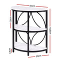 Artiss Semi-Circle End Table 3 Tier Coffee Table Side Nightstand Shelf Marble Effect White&Black