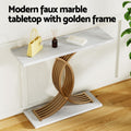 Artiss Console Table Marble Effect White Gold 80cm