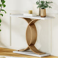 Artiss Console Table Marble Effect White Gold 80cm