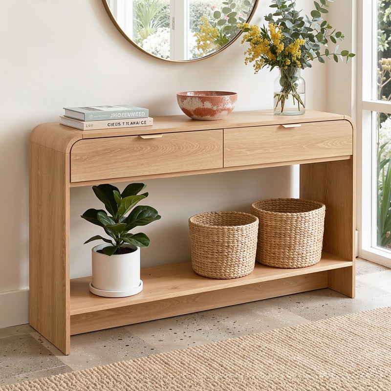 Artiss Console Table 120CM Pine Storage Drawer Shelf Hallway