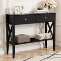 Artiss Console Table 100cm 2 Drawers Black