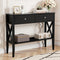 Artiss Console Table 100cm 2 Drawers Black