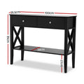 Artiss Console Table 100cm 2 Drawers Black