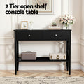 Artiss Console Table 100cm 2 Drawers Black