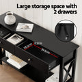 Artiss Console Table 100cm 2 Drawers Black