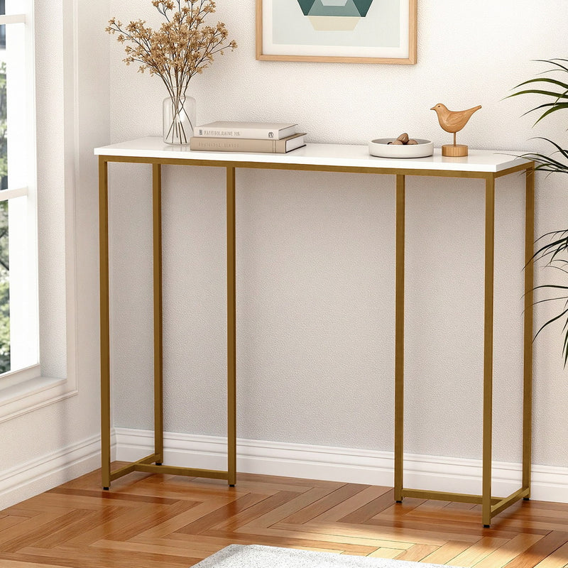 Artiss Marble Effect Console Table White Gold 80cm