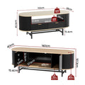 Artiss TV Unit Coffee Table Set Storage Drawers Black Pine