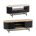 Artiss TV Unit Coffee Table Set Storage Drawers Black Pine