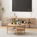 Artiss TV Unit Coffee Table Set Pine Storage Shelf