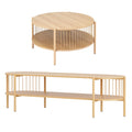 Artiss TV Unit Coffee Table Set Pine Storage Shelf