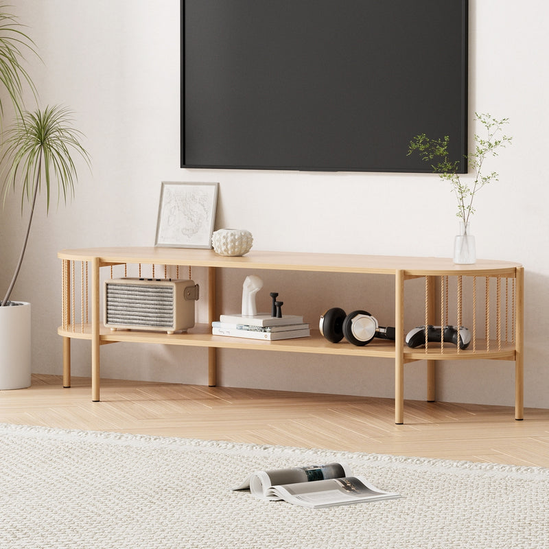 Artiss TV Unit 148cm Pine Entertainment Storage Shelf