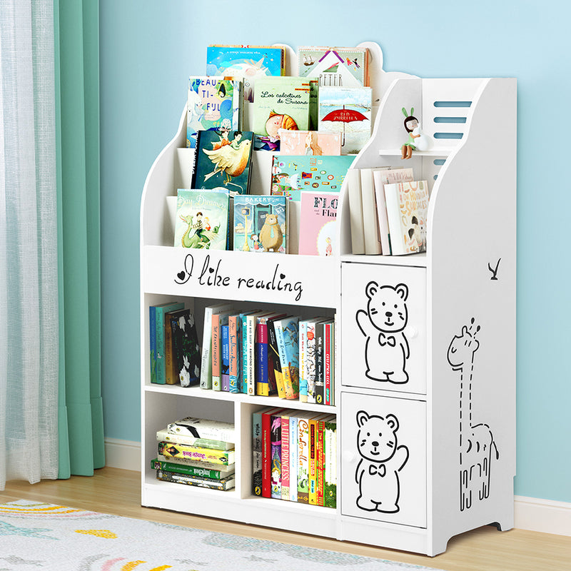 Keezi 4 Tier Kids Bookshelf Toy Organiser Storage Bookcase Display