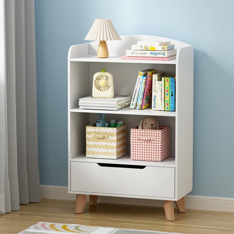 Keezi Kids Bookshelf 3 Tier Storage Bookcase Toy Organiser Drawer