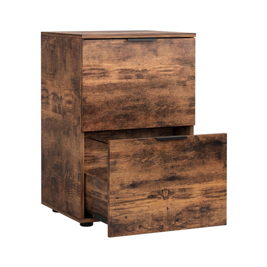 Artiss 2 Drawer Filing Cabinet Rustic Brown File Storage Organiser