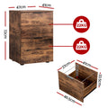 Artiss 2 Drawer Filing Cabinet Rustic Brown File Storage Organiser
