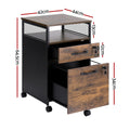 Artiss 2 Drawer Filing Cabinet with Wheels Rustic Brown