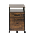 Artiss 2 Drawer Filing Cabinet with Wheels Rustic Brown