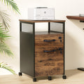 Artiss 2 Drawer Filing Cabinet with Wheels Rustic Brown