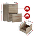 Artiss 2 Drawer Filing Cabinet Oak File Storage Organiser