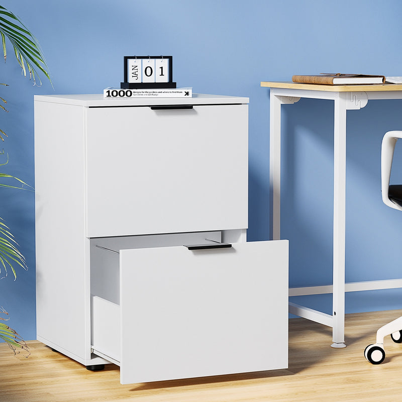 Artiss 2 Drawer Filing Cabinet White File Storage Office Organiser
