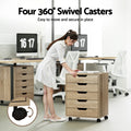 Artiss 5 Drawer Filing Cabinet Mobile Rolling Beige
