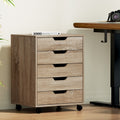 Artiss 5 Drawer Filing Cabinet Mobile Rolling Beige