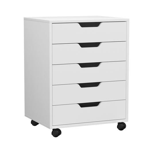 Artiss 5 Drawer Mobile Filing Cabinet Rolling Storage White
