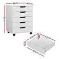 Artiss 5 Drawer Mobile Filing Cabinet Rolling Storage White