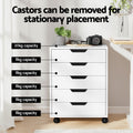 Artiss 5 Drawer Mobile Filing Cabinet Rolling Storage White
