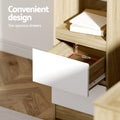 Artiss L-Shape Computer Desk 136CM Drawer Cabinet Oak
