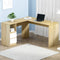 Artiss L-Shape Computer Desk 136CM Drawer Cabinet Oak