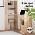 Artiss Computer Desk w/ Bookshelf Cabinet Drawers Oak 120cm