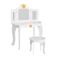 Keezi Kids Dressing Table 3 Mirror Drawer White Wooden Vanity Set