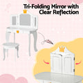 Keezi Kids Dressing Table 3 Mirror Drawer White Wooden Vanity Set