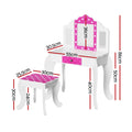Keezi Kids Dressing Table 3 Mirror Makeup Vanity Wooden Pink