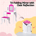 Keezi Kids Dressing Table 3 Mirror Makeup Vanity Wooden Pink