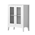 Artiss 80cm Bathroom Storage Cabinet White Glass Door Floor Cupboard