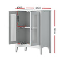 Artiss 80cm Bathroom Storage Cabinet White Glass Door Floor Cupboard