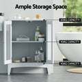 Artiss 80cm Bathroom Storage Cabinet White Glass Door Floor Cupboard