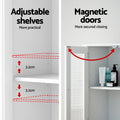 Artiss 80cm Bathroom Storage Cabinet White Glass Door Floor Cupboard