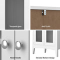 Artiss 80cm Bathroom Storage Cabinet White Glass Door Floor Cupboard