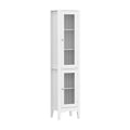 Artiss Bathroom Storage Cabinet 160cm Tall Slim White Glass Door