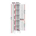 Artiss Bathroom Storage Cabinet 160cm Tall Slim White Glass Door