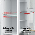 Artiss Bathroom Storage Cabinet 160cm Tall Slim White Glass Door
