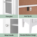 Artiss Bathroom Storage Cabinet 160cm Tall Slim White Glass Door