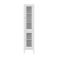 Artiss 2X Bathroom Storage Cabinet 160cm Tall Slim Floor Cupboard Toilet Glass Door White