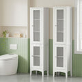 Artiss 2X Bathroom Storage Cabinet 160cm Tall Slim Floor Cupboard Toilet Glass Door White